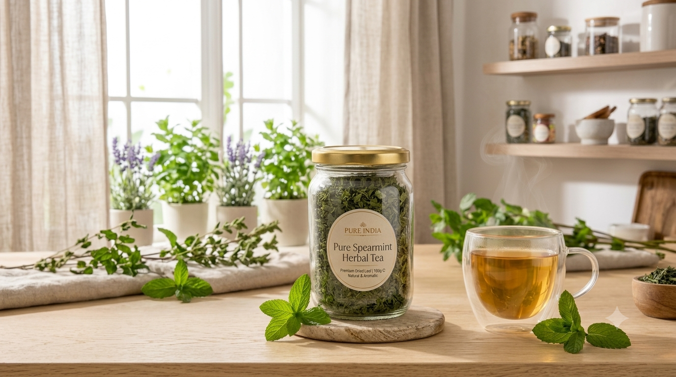 Spearmint jar with loose leaf tea